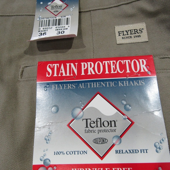 NEW Flyers Teflon Stain Protect Khaki Chinos 36x30 - Picture 3 of 4